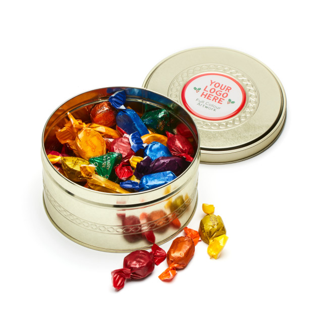 Custom Printed Winter Gold Treat Tin Quality Street