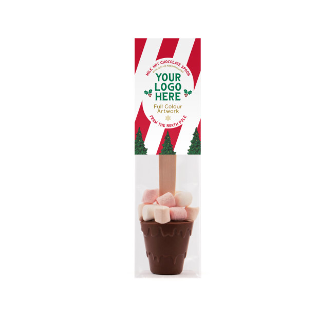 Custom Printed Eco Info Card Hot Chocolate Spoon With Marshmallows