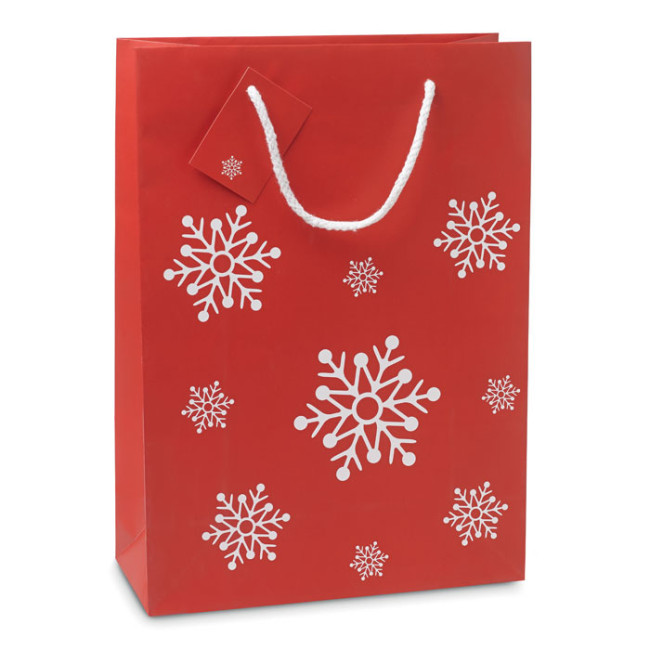 Custom Printed Snowflake Pattern Gift Paper Bag Large