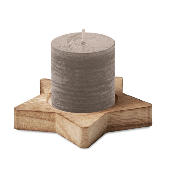 Custom Printed Candle On Star Wooden Base - Image 3