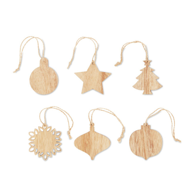 Custom Printed Set Of Wooden Xmas Ornaments