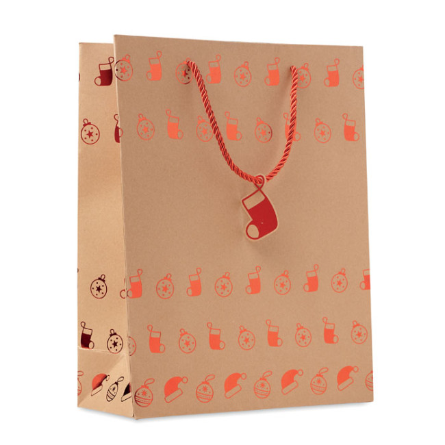 Custom Printed Gift Paper Bag With Christmas Pattern - Image 1