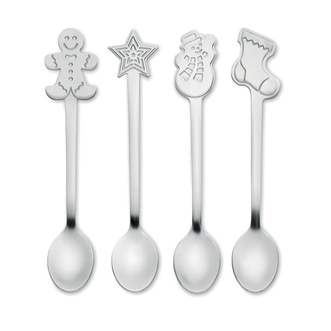 Custom Printed Set of 4 Christmas Tea Spoons