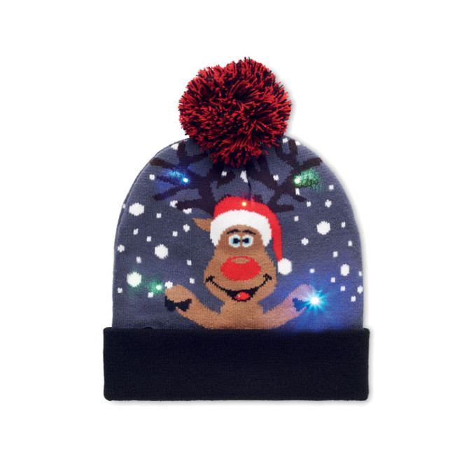 Custom Printed Christmas Knitted Beanie LED - Image 1