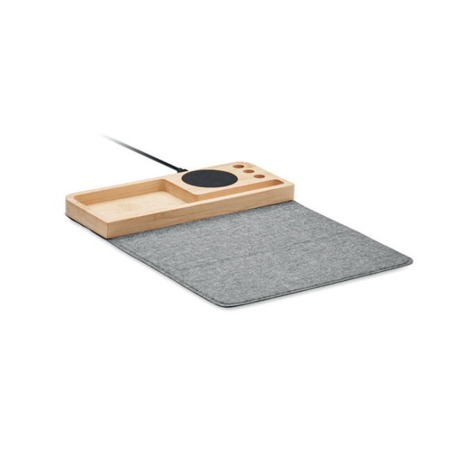 Branded Bamboo Wireless Charger & Desktop Organiser 15W