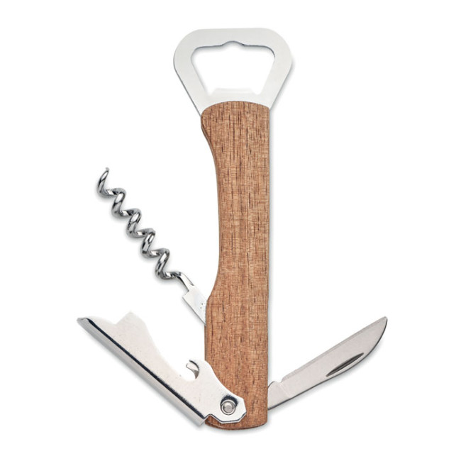 Branded 3 in 1 Bamboo Bottle Opener