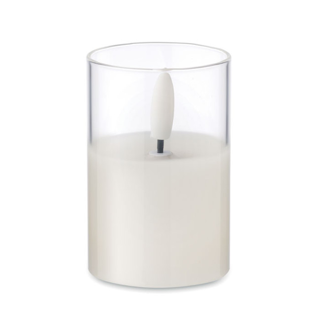 Custom Printed LED Wax Candle In Glass Holder Small