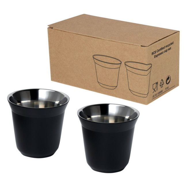 Custom Printed Duo RCS Stainless Steel Espresso Cup Set 80ml - Image 1