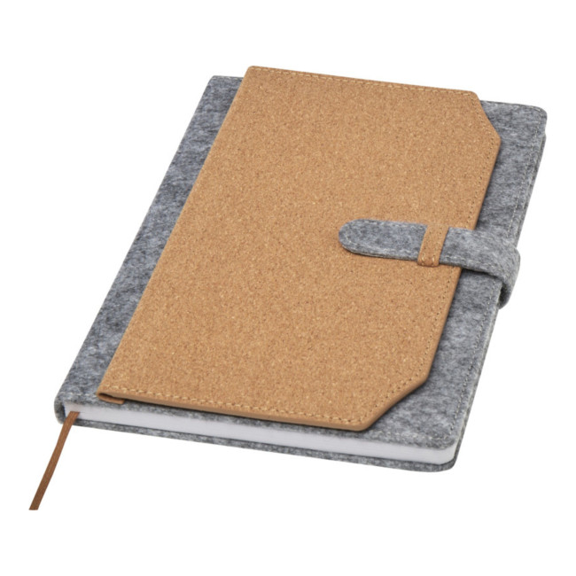 Custom Printed Viviana A5 Recycled Felt & Cork Notebook