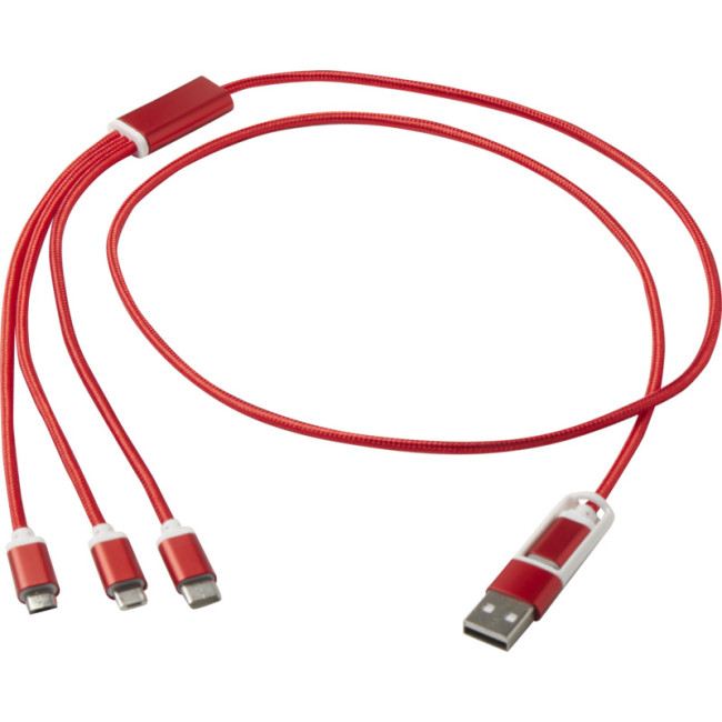 Custom Printed Versatile 5-1 Recycled Aluminium Charging Cable  - Image 1