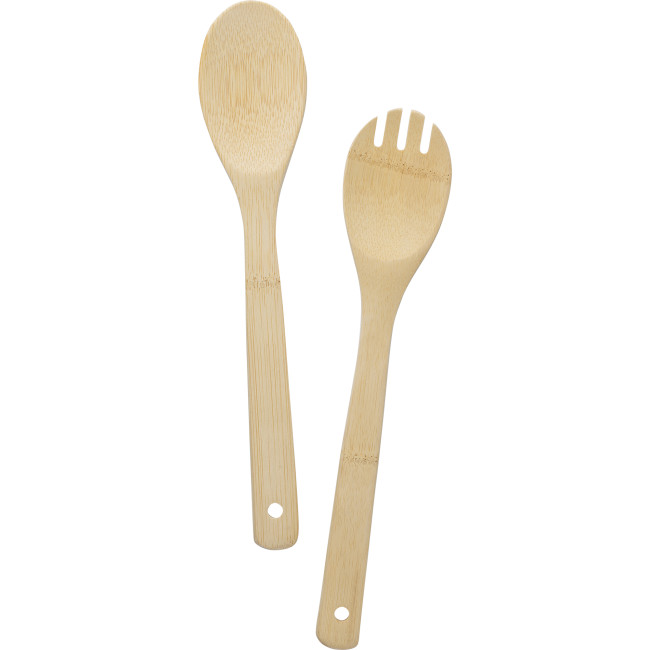 Custom Printed Bamboo Salad Cutlery