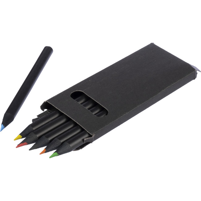 Custom Printed Pencil Set In Recycled Black Carton 6pc