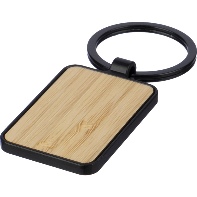 Custom Printed Bamboo Metal Keychain