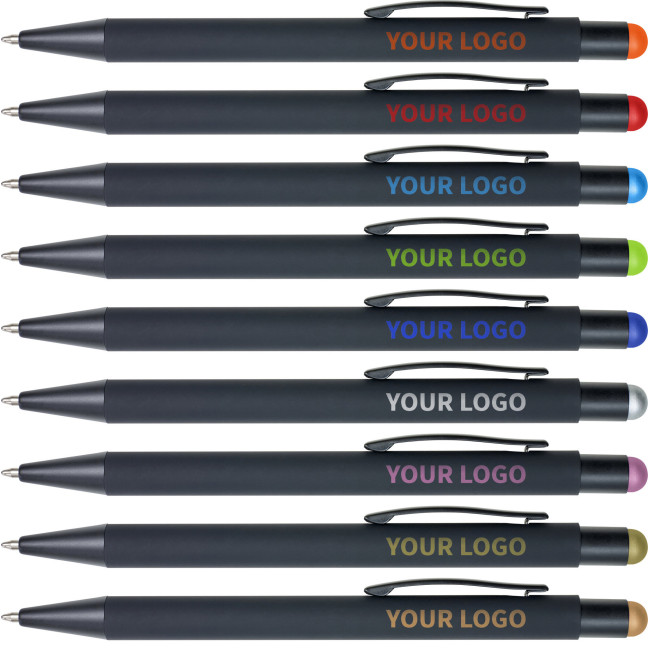 Custom Printed Rubberised Stylus ballpen - Image 1