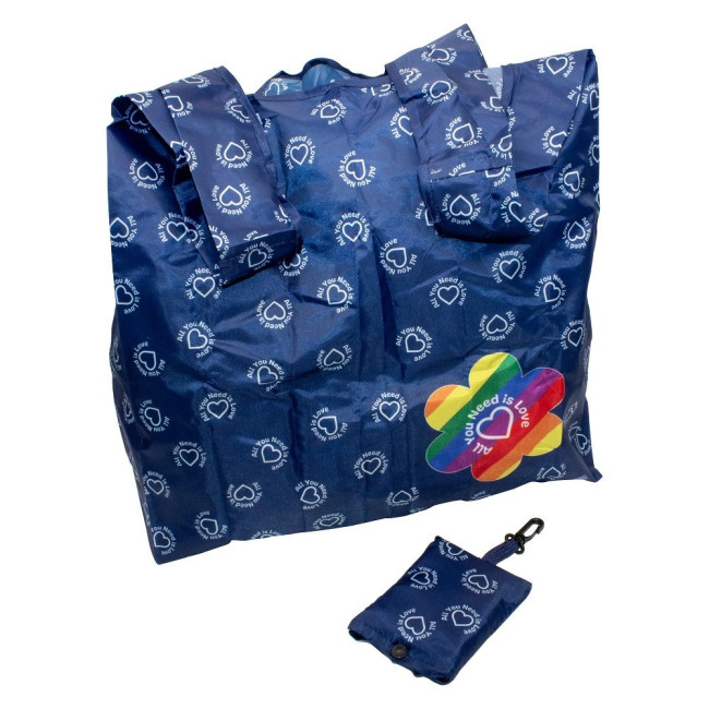 Custom Printed RPET Foldable Shopping Bag with Clip Pouch