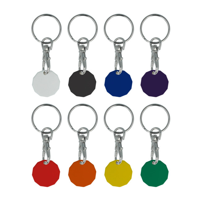 Custom Printed Trolley Coin Keyring - Image 1