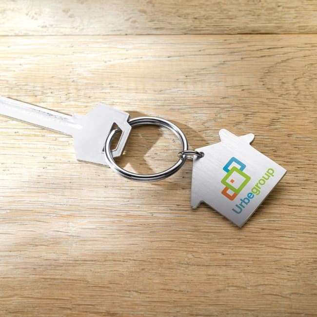 Custom Printed House Shaped Metal Keyring - Image 2