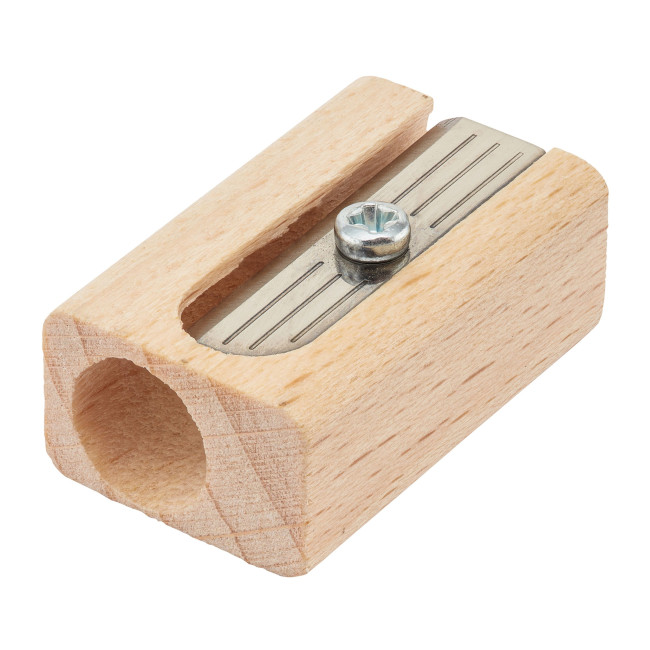 Custom Printed Green & Good Single Pencil Sharpener - Sustainable Timber