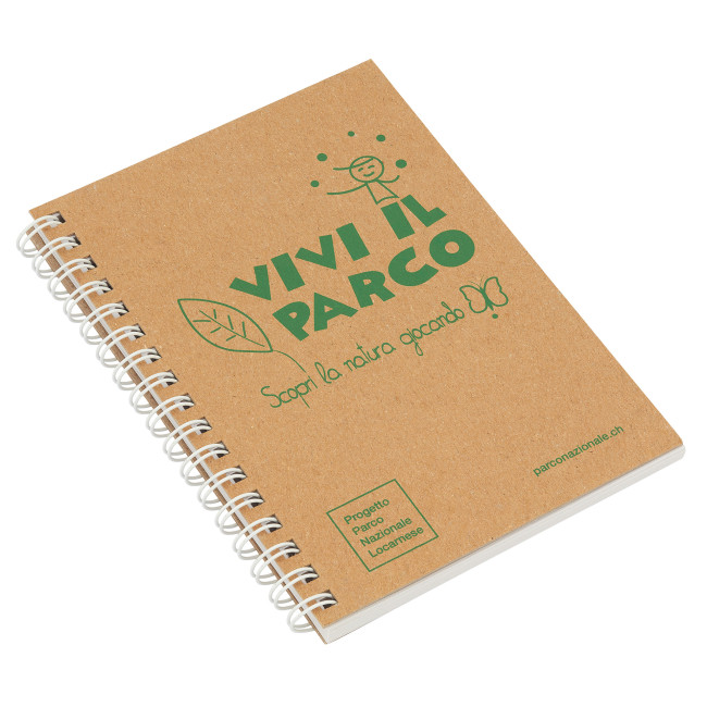 Custom Printed Green & Good A6 Wirebound Natural Board Notebook - Recycled