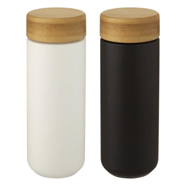 Custom Printed Lumi Ceramic Tumbler With Bamboo Lid 300ml - Image 1