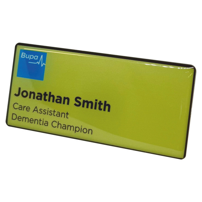 Custom Printed Recycled Plastic Name Badge 75x35mm Magnet (Domed)