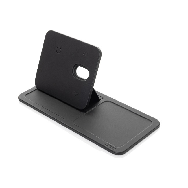 Custom Printed Swiss Peak 3 in 1 RCS Recycled PU Wireless Charger Desk Tray - Image 1