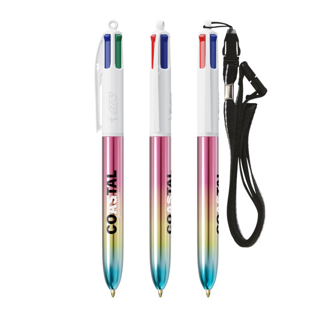 Custom Printed BIC 4 Colours Gradient + Lanyard Screen Printing