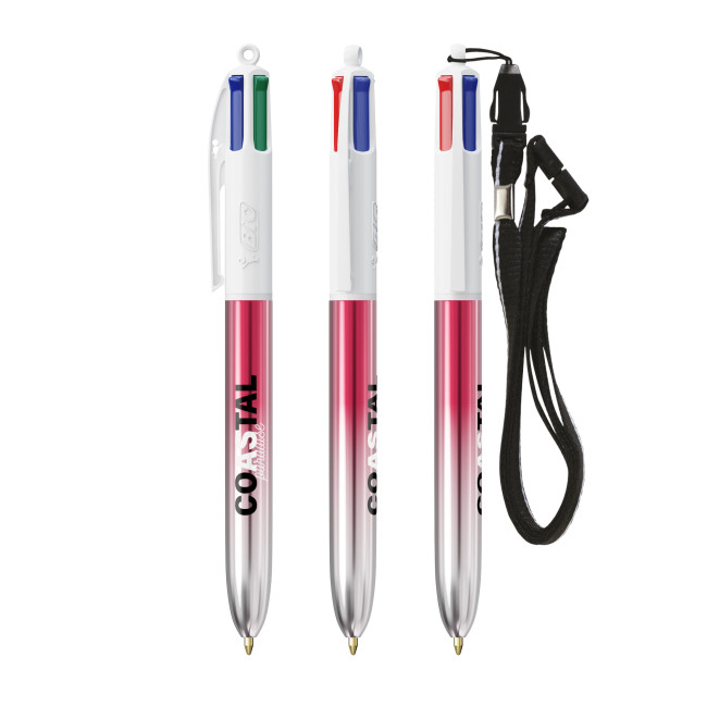 Custom Printed BIC 4 Colours Bicolor + Lanyard Screen Printing