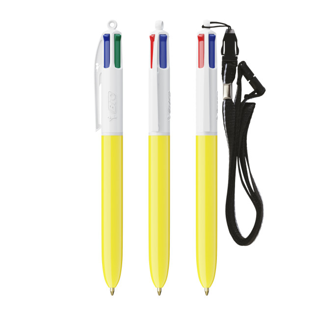 Custom Printed BIC 4 Colours Sun With Lanyard Ballpen Screen Printing - Image 2