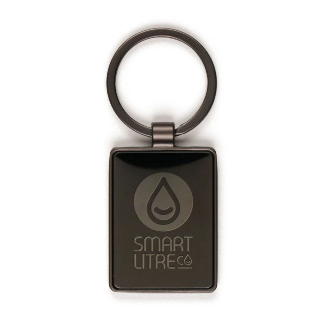 Custom Printed Rectangular Gun Metal Keyring