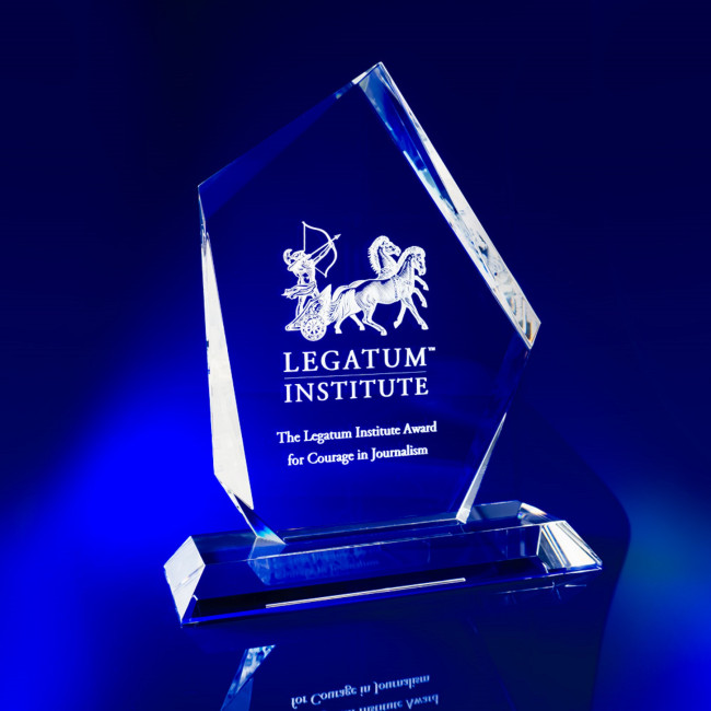 Custom Printed Arctic Clear Crystal Award