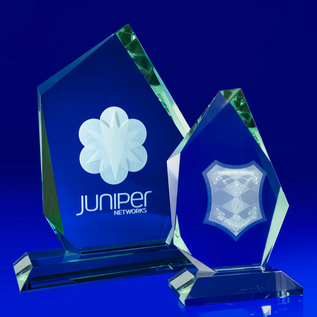 Custom Printed Arctic Jade Crystal Award, Large