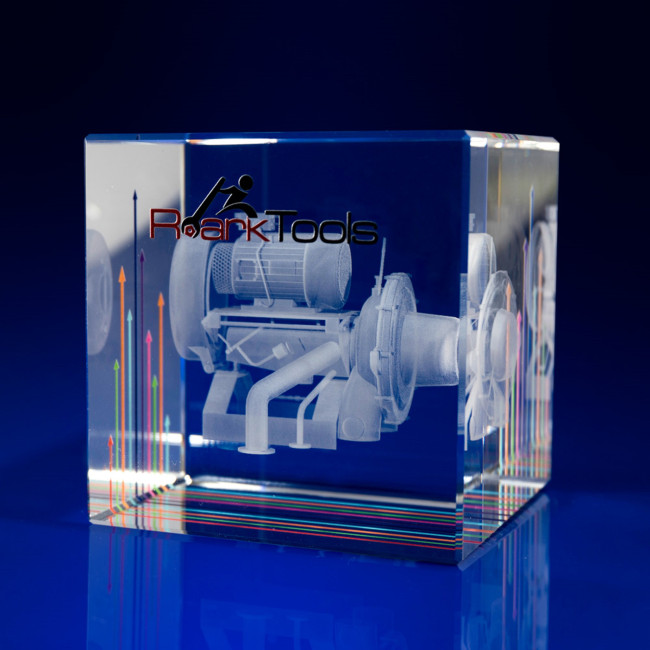 Custom Printed Crystal Cube Award or Paperweight, 50 - Image 1