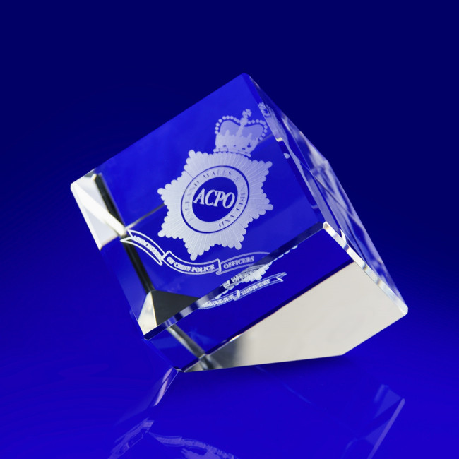 Custom Printed Cube Slant Award or Paperweight, 50 - Image 1