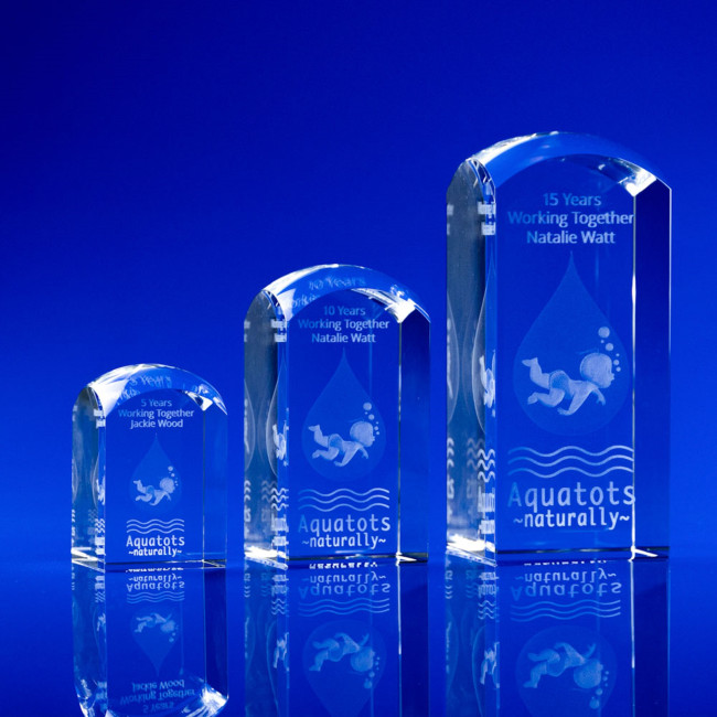 Custom Printed Dome Tower Crystal Award, 80 - Image 1