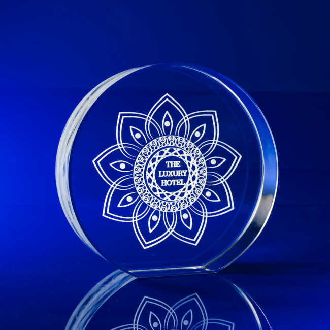 Custom Printed Disc Crystal Award, 80 - Image 1