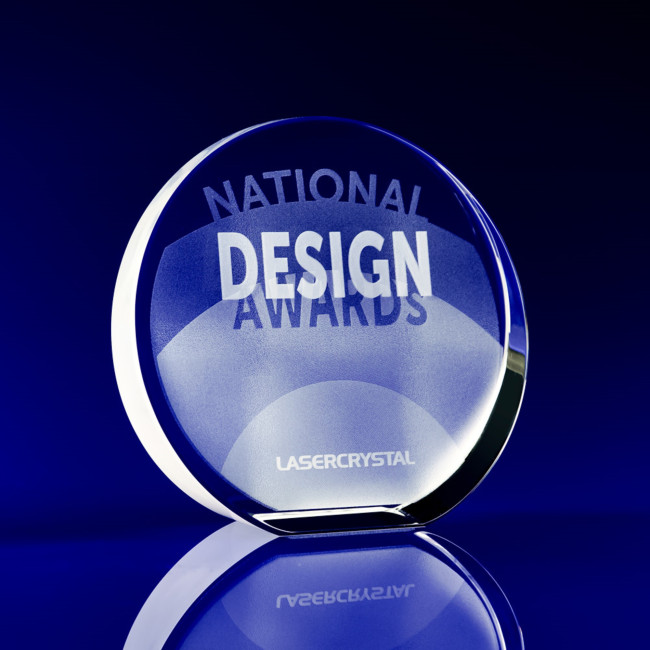 Custom Printed Tapered Disc Crystal Award, 110 - Image 1