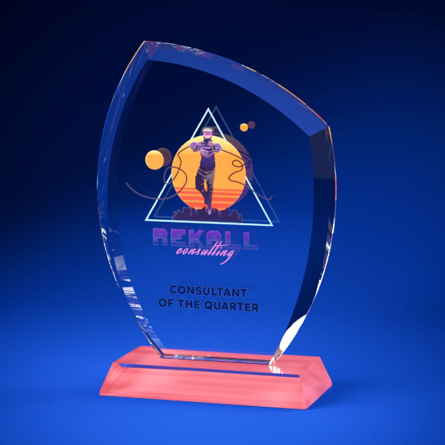 Custom Printed Shield Crystal Award - Image 3