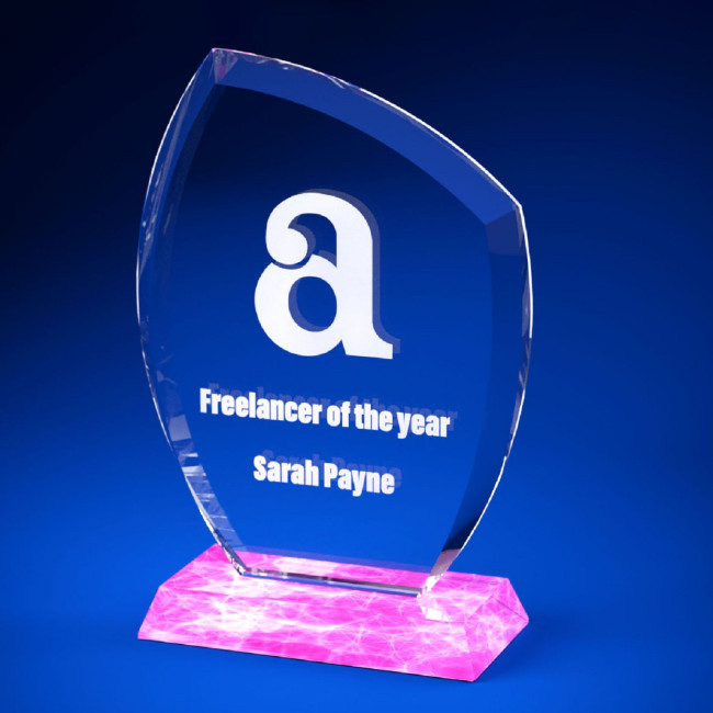 Custom Printed Shield Crystal Award - Image 5