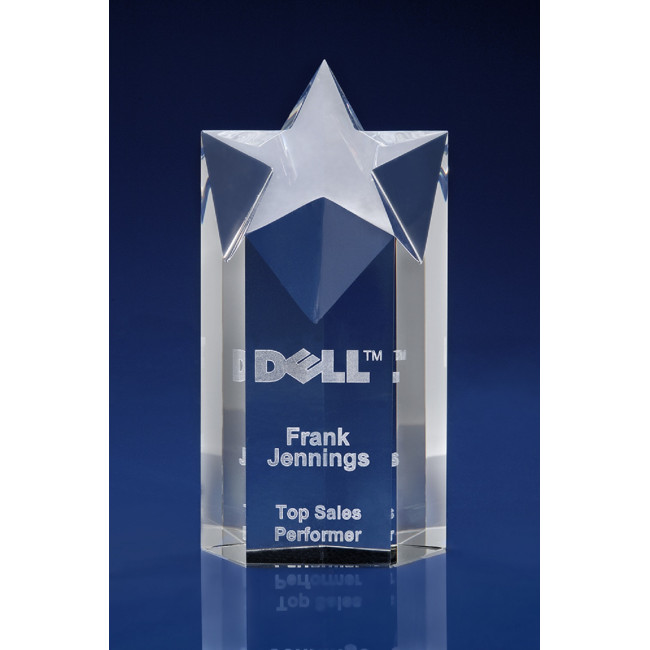 Custom Printed Star Tower Crystal Award