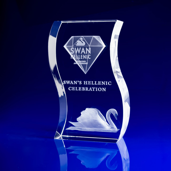 Custom Printed Wave Crystal Award, 200 - Image 1