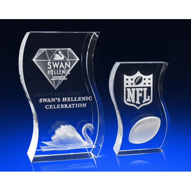 Custom Printed Wave Crystal Award, 200 - Image 2