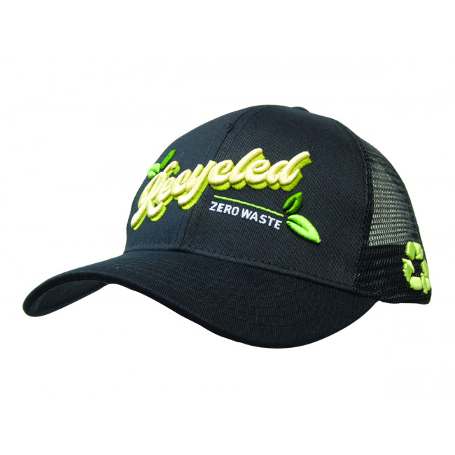 Custom Printed Recycled Breathable Poly Twill with Mesh Back Cap