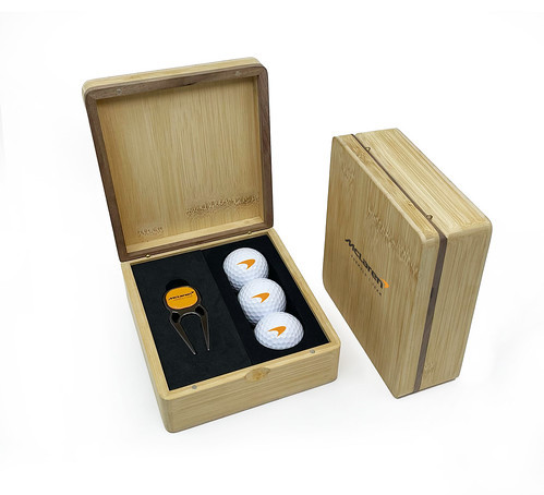 Custom Printed Mini Hinged Magnetic Bamboo Quatro Golf Presentation Box