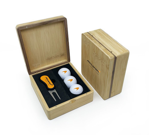 Custom Printed Mini Hinged Magnetic Bamboo Flix Ds Golf Presentation Box