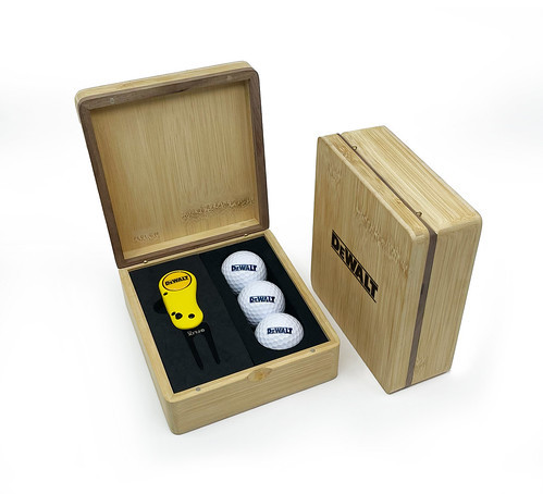 Custom Printed Mini Hinged Magnetic Bamboo Flix Pro 2.0 Golf Presentation Box