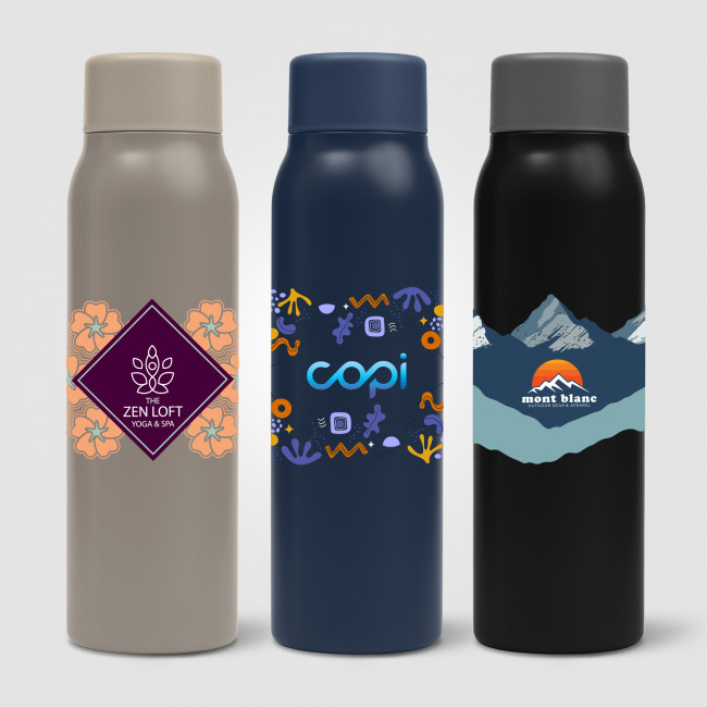 Custom Printed Breeze Recycled Stainless Steel Carbonated Bottle 590ml - Image 2