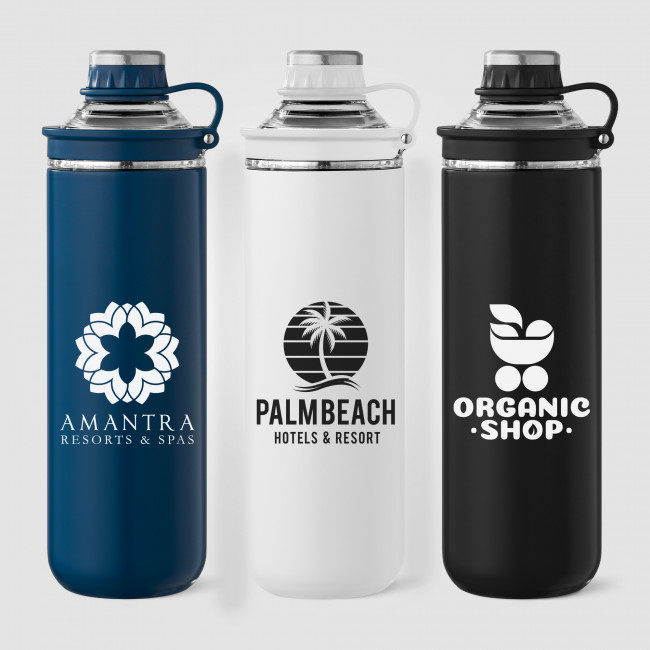 Custom Printed Oasis Recycled Stainless Steel Lid Handle Bottle 680ml - Image 1