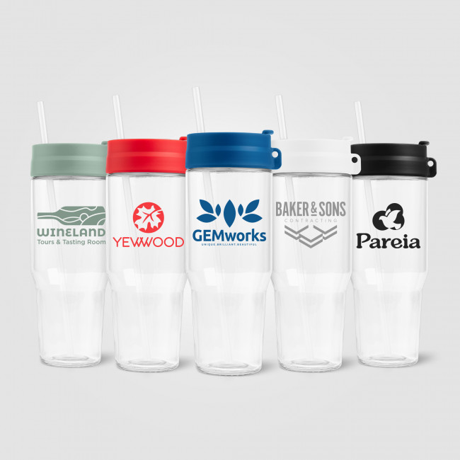 Custom Printed Polar Recycled Glass Dual Tone Straw Tumbler 1L - Image 1