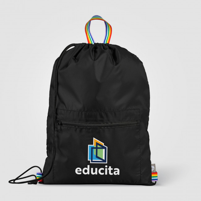 Custom Printed Spectrum Recycled Polyester Drawstring Bag 8L - Image 1